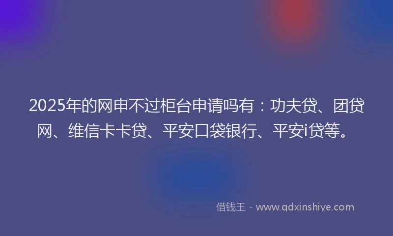 2025年的网申不过柜台申请吗有：功夫贷、团贷网、维信卡卡贷、平安口袋银行、平安i贷等。