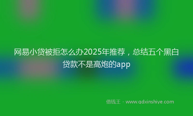 网易小贷被拒怎么办2025年推荐,总结五个黑白贷款不是高炮的app