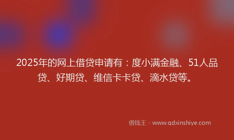 2025年的网上借贷申请有：度小满金融、51人品贷、好期贷、维信卡卡贷、滴水贷等。