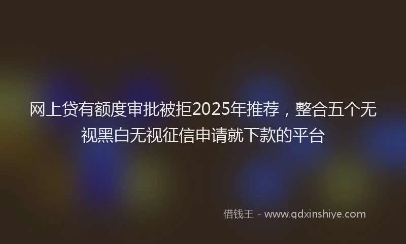 网上贷有额度审批被拒2025年推荐，整合五个无视黑白无视征信申请就下款的平台