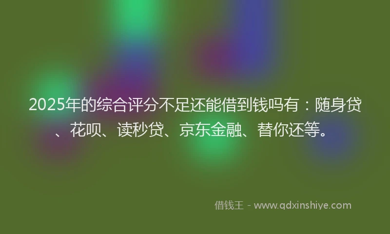 2025年的综合评分不足还能借到钱吗有：随身贷、花呗、读秒贷、京东金融、替你还等。