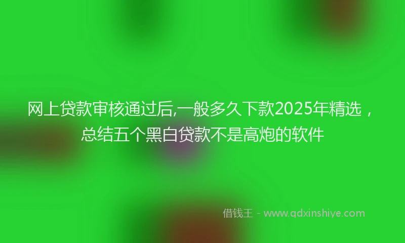 网上贷款审核通过后,一般多久下款2025年精选，总结五个黑白贷款不是高炮的软件