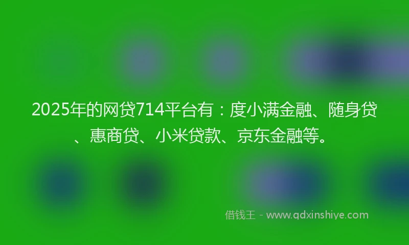 2025年的网贷714平台有：度小满金融、随身贷、惠商贷、小米贷款、京东金融等。