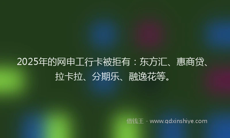 2025年的网申工行卡被拒有：东方汇、惠商贷、拉卡拉、分期乐、融逸花等。