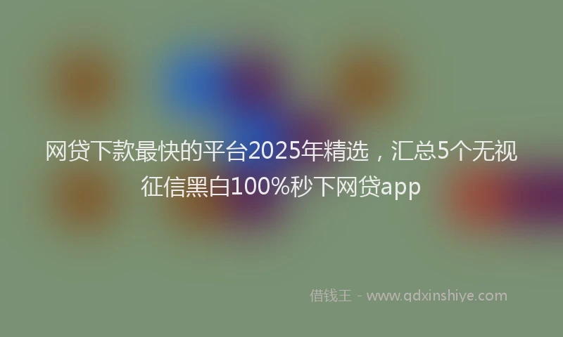 网贷下款最快的平台2025年精选，汇总5个无视征信黑白100%秒下网贷app