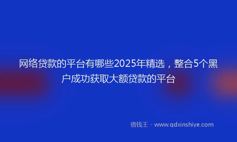 网络贷款的平台有哪些2025年精选，整合5个黑户成功获取大额贷款的平台