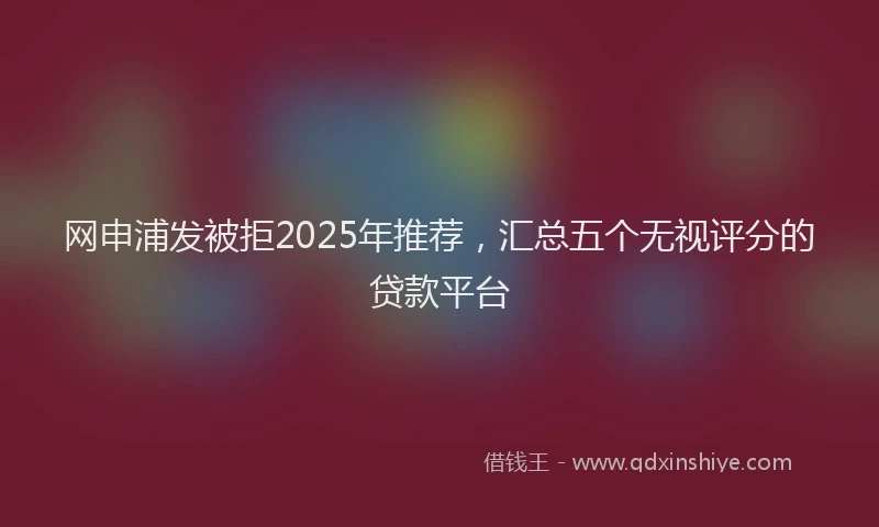 网申浦发被拒2025年推荐，汇总五个无视评分的贷款平台