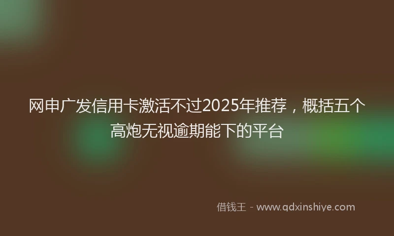 网申广发信用卡激活不过2025年推荐，概括五个高炮无视逾期能下的平台