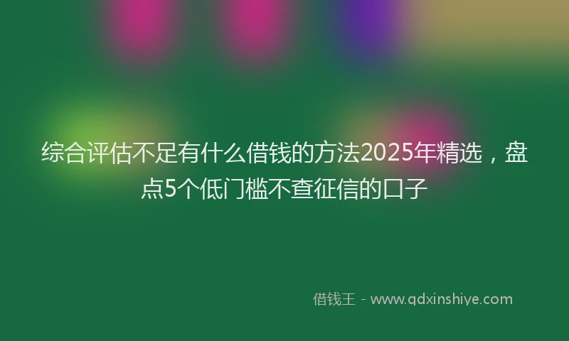 综合评估不足有什么借钱的方法2025年精选，盘点5个低门槛不查征信的口子