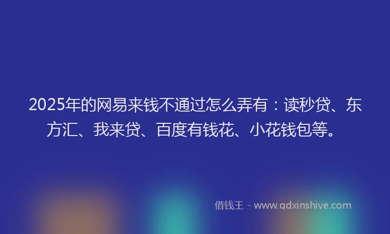 2025年的网易来钱不通过怎么弄有：读秒贷、东方汇、我来贷、百度有钱花、小花钱包等。
