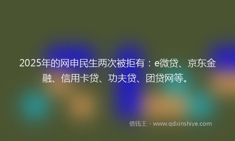 2025年的网申民生两次被拒有:e微贷、京东金融、信用卡贷、功夫贷、团贷网等。
