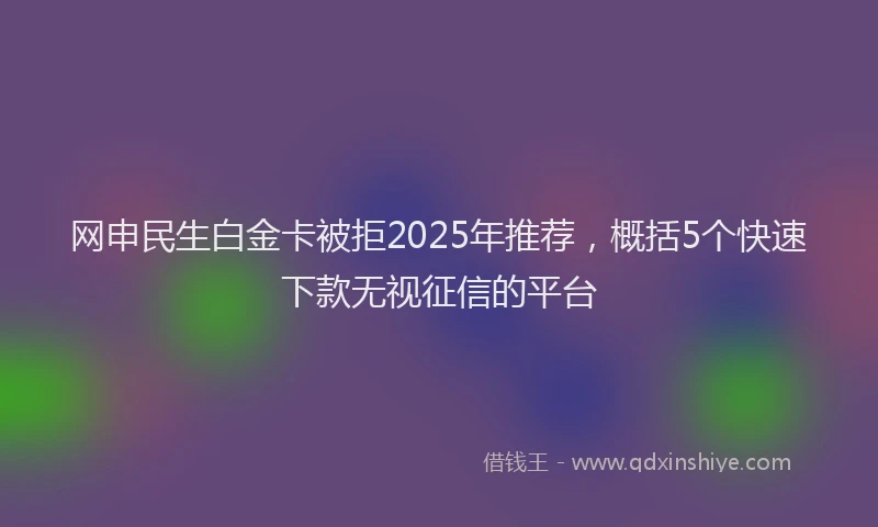 网申民生白金卡被拒2025年推荐,概括5个快速下款无视征信的平台