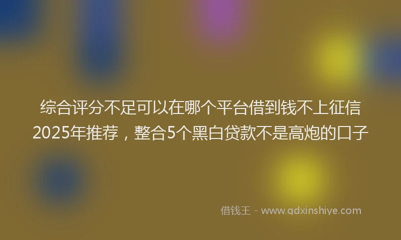 综合评分不足可以在哪个平台借到钱不上征信2025年推荐，整合5个黑白贷款不是高炮的口子