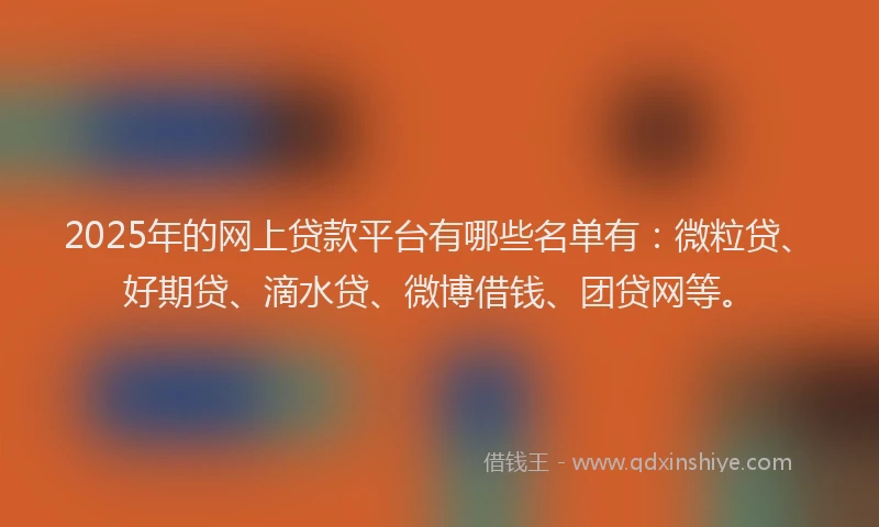 2025年的网上贷款平台有哪些名单有：微粒贷、好期贷、滴水贷、微博借钱、团贷网等。