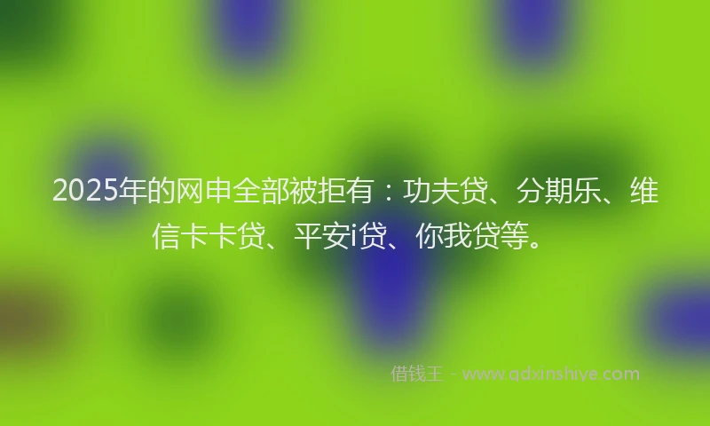 2025年的网申全部被拒有：功夫贷、分期乐、维信卡卡贷、平安i贷、你我贷等。