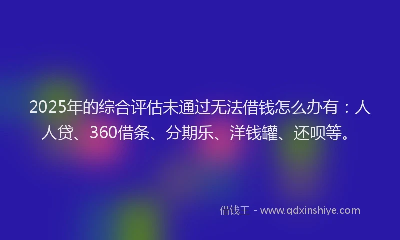 2025年的综合评估未通过无法借钱怎么办有：人人贷、360借条、分期乐、洋钱罐、还呗等。