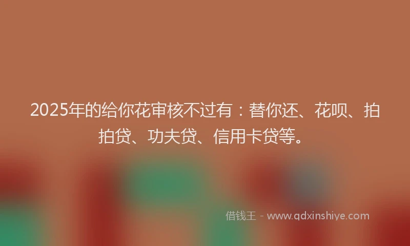 2025年的给你花审核不过有：替你还、花呗、拍拍贷、功夫贷、信用卡贷等。