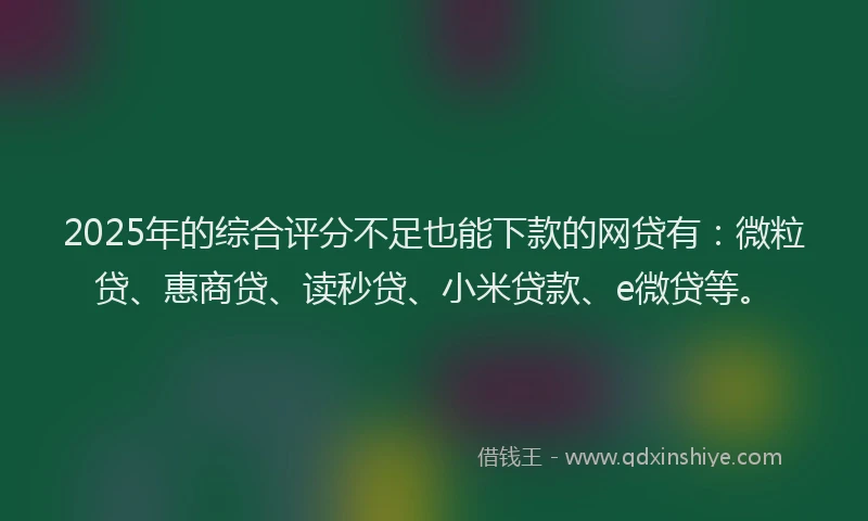 2025年的综合评分不足也能下款的网贷有：微粒贷、惠商贷、读秒贷、小米贷款、e微贷等。