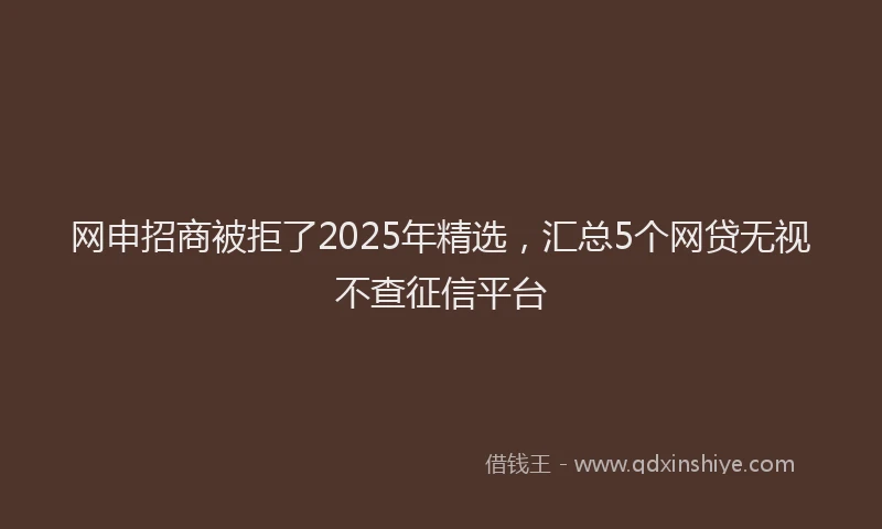 网申招商被拒了2025年精选，汇总5个网贷无视不查征信平台