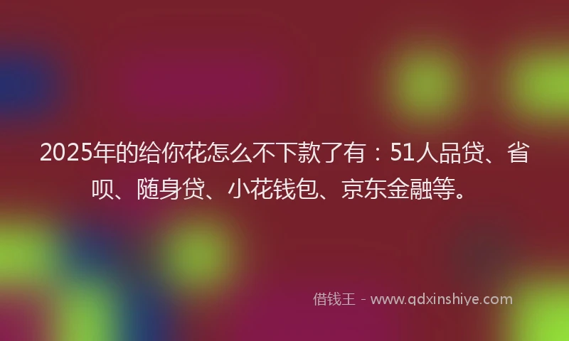 2025年的给你花怎么不下款了有：51人品贷、省呗、随身贷、小花钱包、京东金融等。