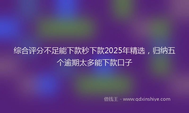 综合评分不足能下款秒下款2025年精选，归纳五个逾期太多能下款口子