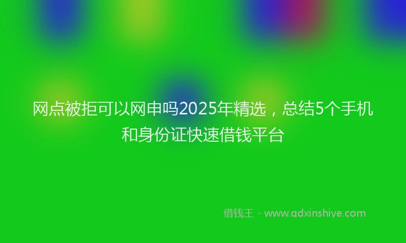 网点被拒可以网申吗2025年精选，总结5个手机和身份证快速借钱平台