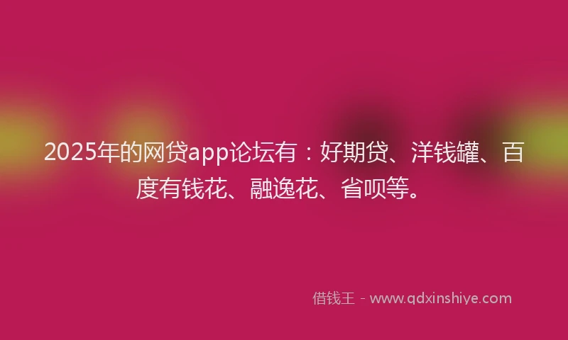 2025年的网贷app论坛有：好期贷、洋钱罐、百度有钱花、融逸花、省呗等。