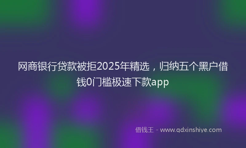 网商银行贷款被拒2025年精选，归纳五个黑户借钱0门槛极速下款app