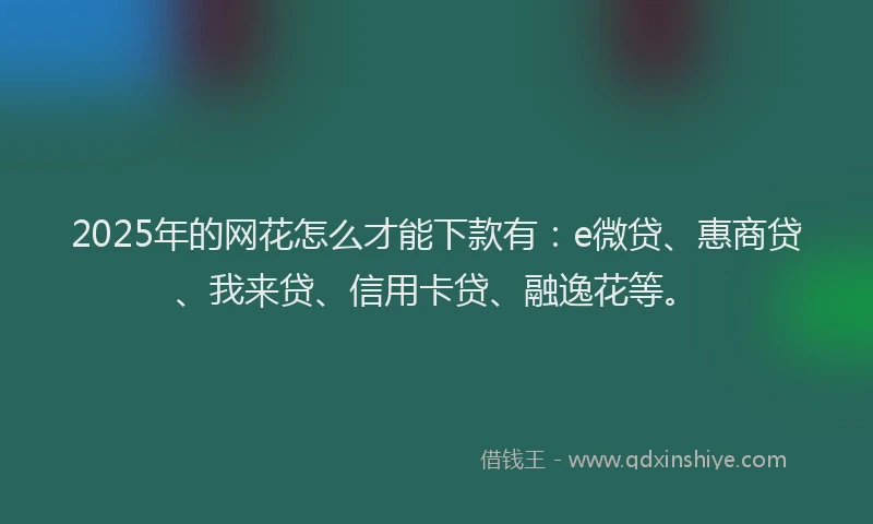 2025年的网花怎么才能下款有:e微贷、惠商贷、我来贷、信用卡贷、融逸花等。