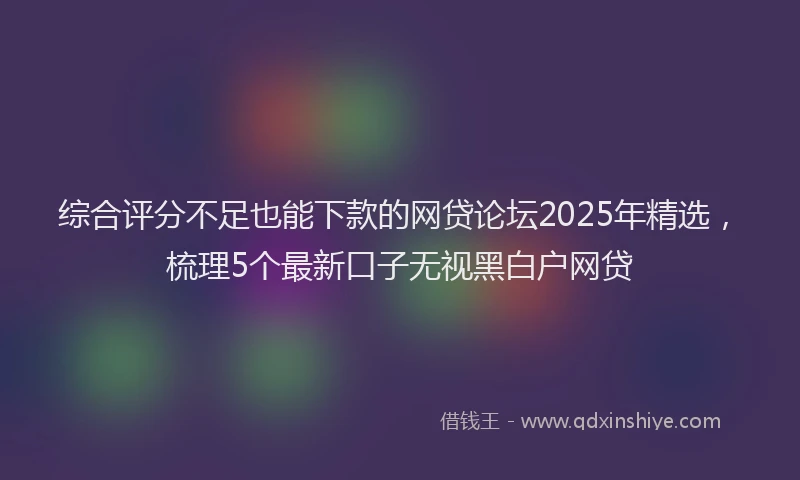 综合评分不足也能下款的网贷论坛2025年精选，梳理5个最新口子无视黑白户网贷