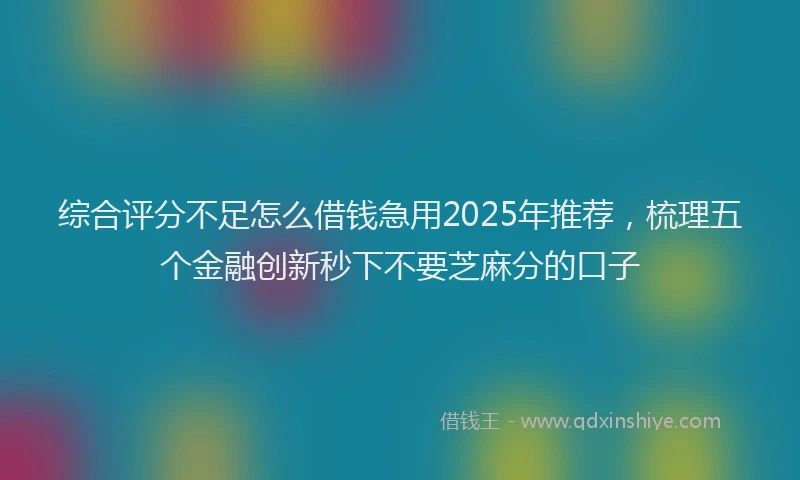 综合评分不足怎么借钱急用2025年推荐，梳理五个金融创新秒下不要芝麻分的口子
