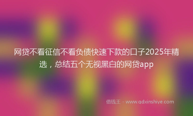 网贷不看征信不看负债快速下款的口子2025年精选，总结五个无视黑白的网贷app