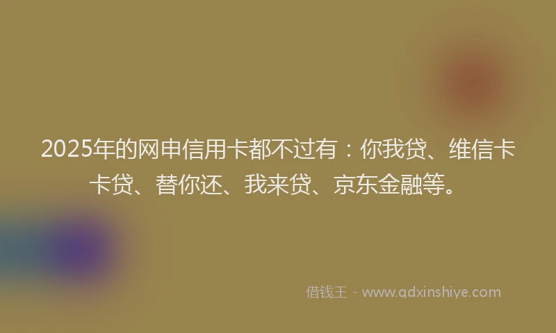 2025年的网申信用卡都不过有:你我贷、维信卡卡贷、替你还、我来贷、京东金融等。