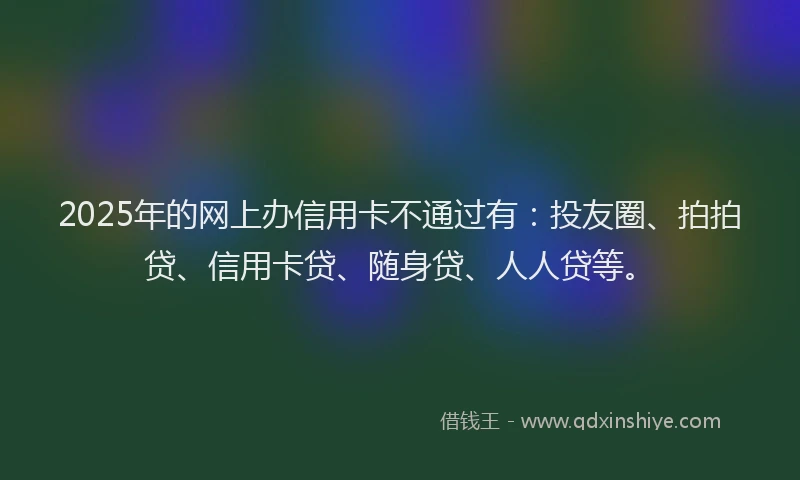 2025年的网上办信用卡不通过有：投友圈、拍拍贷、信用卡贷、随身贷、人人贷等。