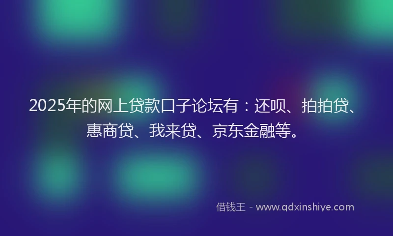 2025年的网上贷款口子论坛有：还呗、拍拍贷、惠商贷、我来贷、京东金融等。