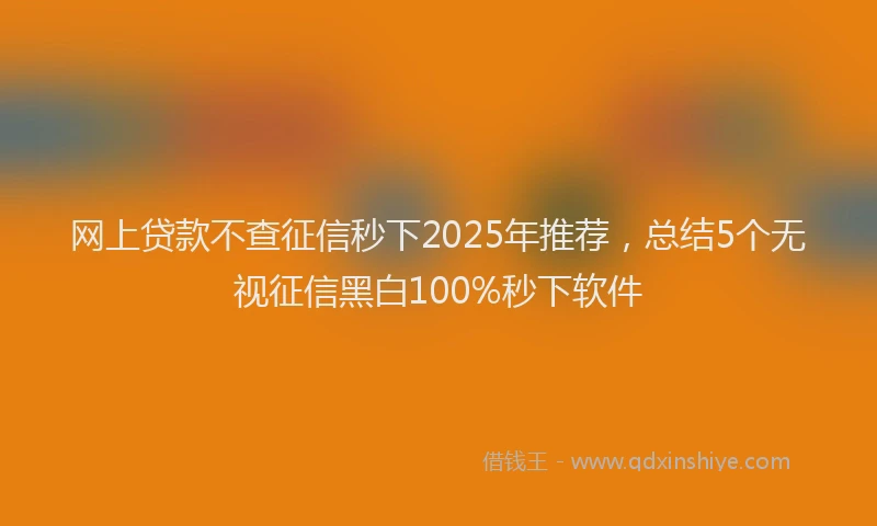 网上贷款不查征信秒下2025年推荐，总结5个无视征信黑白100%秒下软件