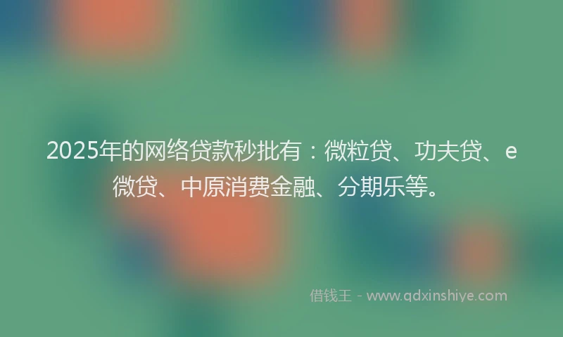 2025年的网络贷款秒批有：微粒贷、功夫贷、e微贷、中原消费金融、分期乐等。