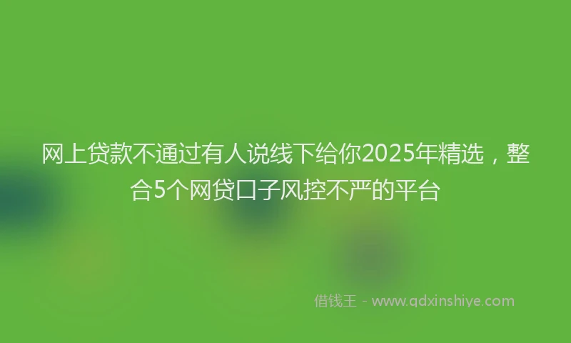 网上贷款不通过有人说线下给你2025年精选，整合5个网贷口子风控不严的平台