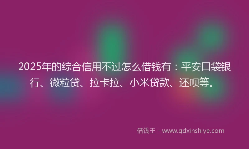 2025年的综合信用不过怎么借钱有：平安口袋银行、微粒贷、拉卡拉、小米贷款、还呗等。