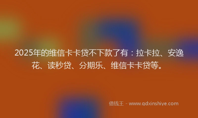 2025年的维信卡卡贷不下款了有：拉卡拉、安逸花、读秒贷、分期乐、维信卡卡贷等。