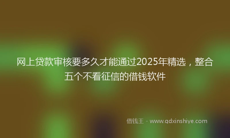 网上贷款审核要多久才能通过2025年精选，整合五个不看征信的借钱软件