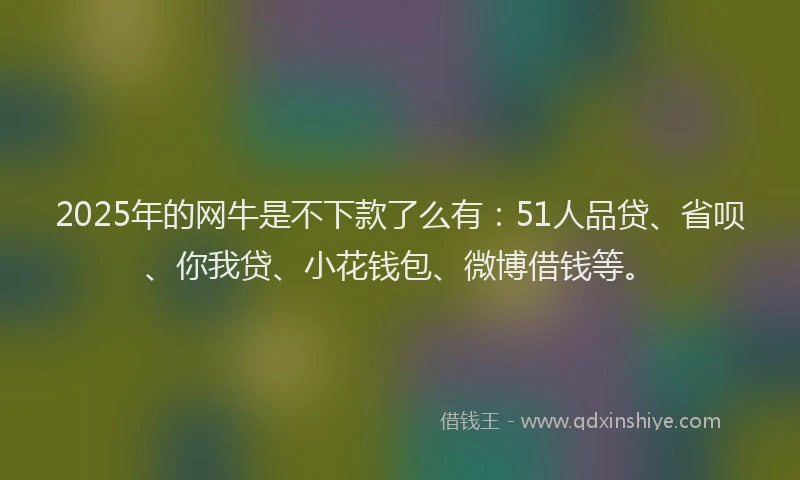 2025年的网牛是不下款了么有：51人品贷、省呗、你我贷、小花钱包、微博借钱等。