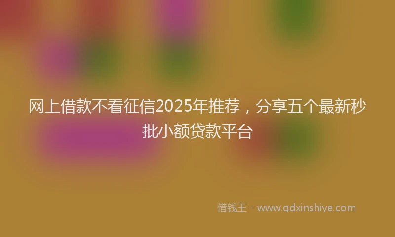 网上借款不看征信2025年推荐，分享五个最新秒批小额贷款平台