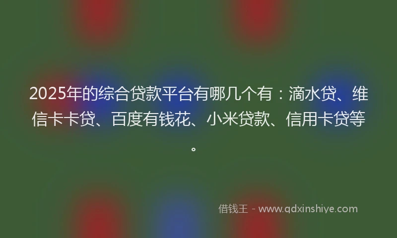2025年的综合贷款平台有哪几个有：滴水贷、维信卡卡贷、百度有钱花、小米贷款、信用卡贷等。