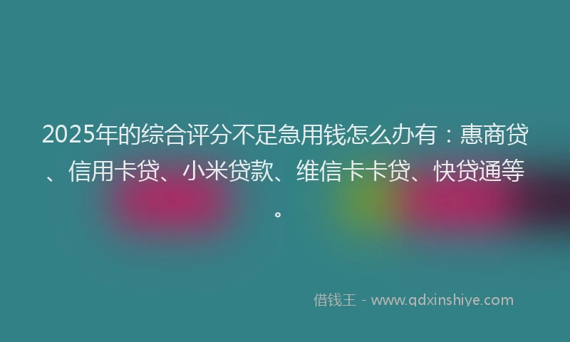 2025年的综合评分不足急用钱怎么办有：惠商贷、信用卡贷、小米贷款、维信卡卡贷、快贷通等。