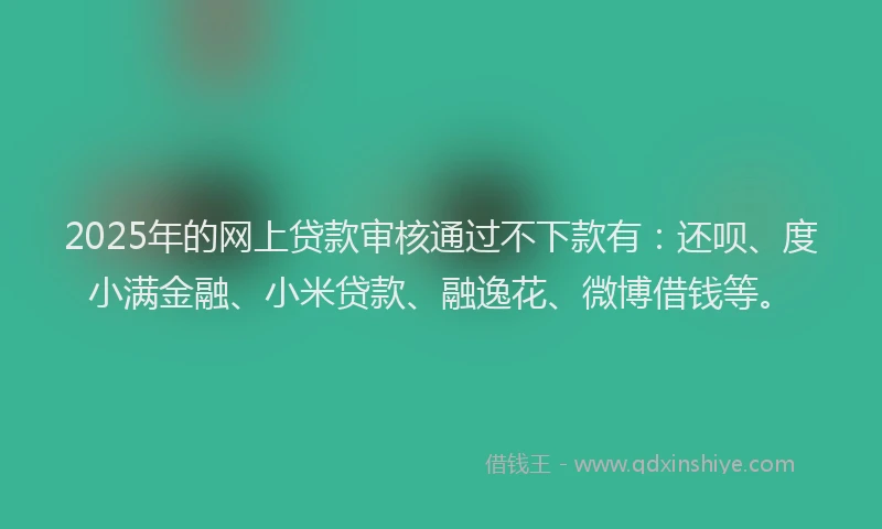 2025年的网上贷款审核通过不下款有：还呗、度小满金融、小米贷款、融逸花、微博借钱等。