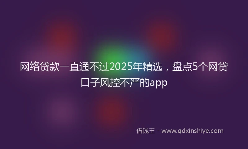 网络贷款一直通不过2025年精选，盘点5个网贷口子风控不严的app