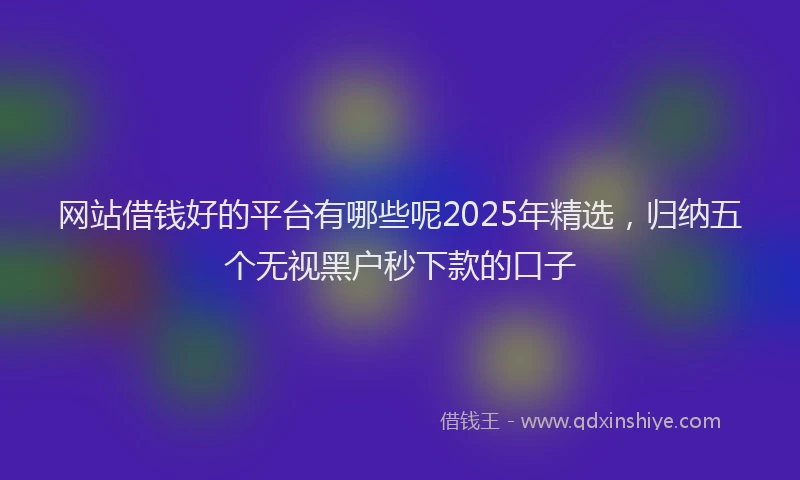 网站借钱好的平台有哪些呢2025年精选，归纳五个无视黑户秒下款的口子