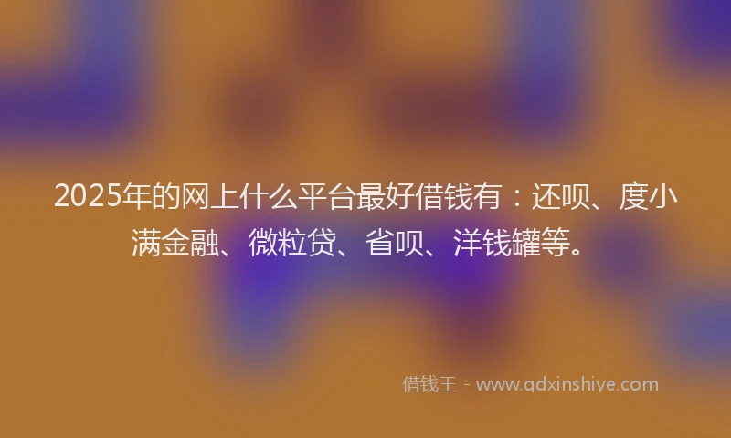 2025年的网上什么平台最好借钱有：还呗、度小满金融、微粒贷、省呗、洋钱罐等。