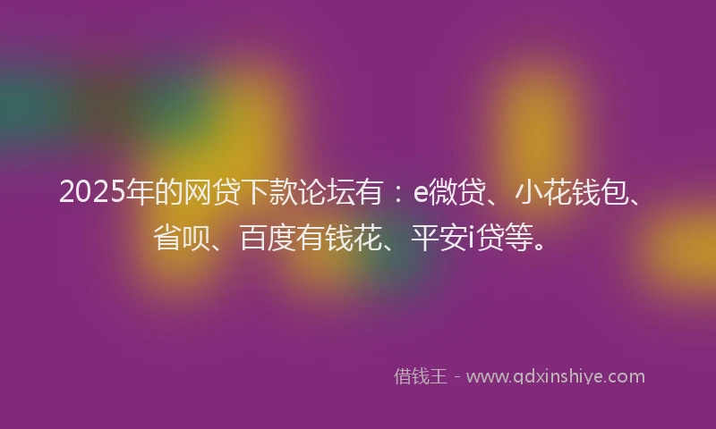 2025年的网贷下款论坛有：e微贷、小花钱包、省呗、百度有钱花、平安i贷等。